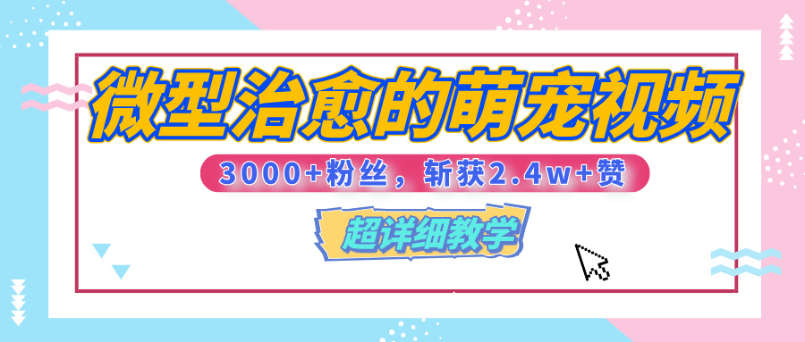 【揭秘】微型治愈的萌宠视频，3000+粉丝，6秒的视频、斩获2.4w+赞【附详细教程】-91集赚创业网
