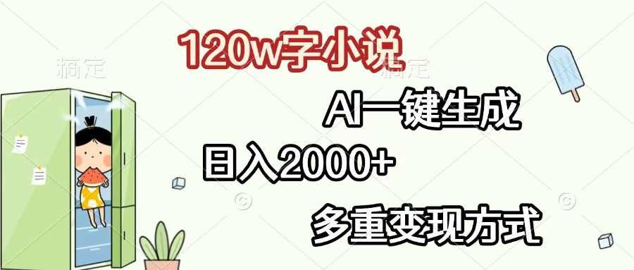 120w字小说，AI一键生成，日入2000+，多重变现方式-91集赚创业网