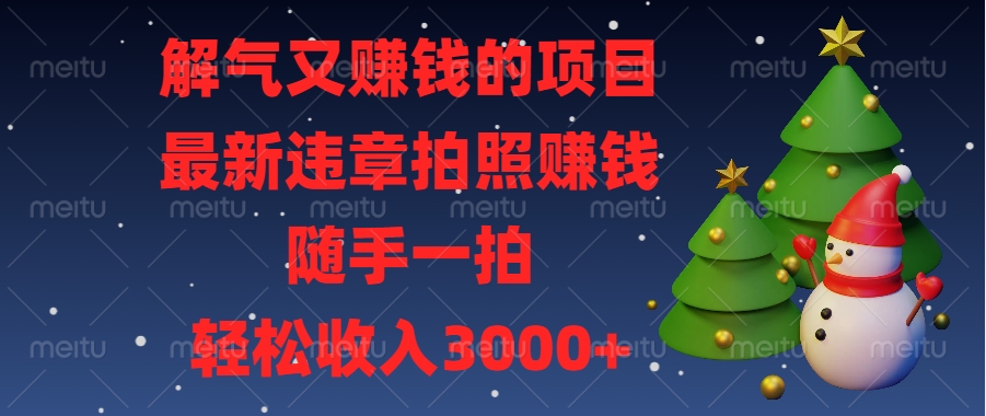 解气又赚钱的项目，最新违章拍照赚钱，随手一拍，轻松收入3000+-91集赚创业网