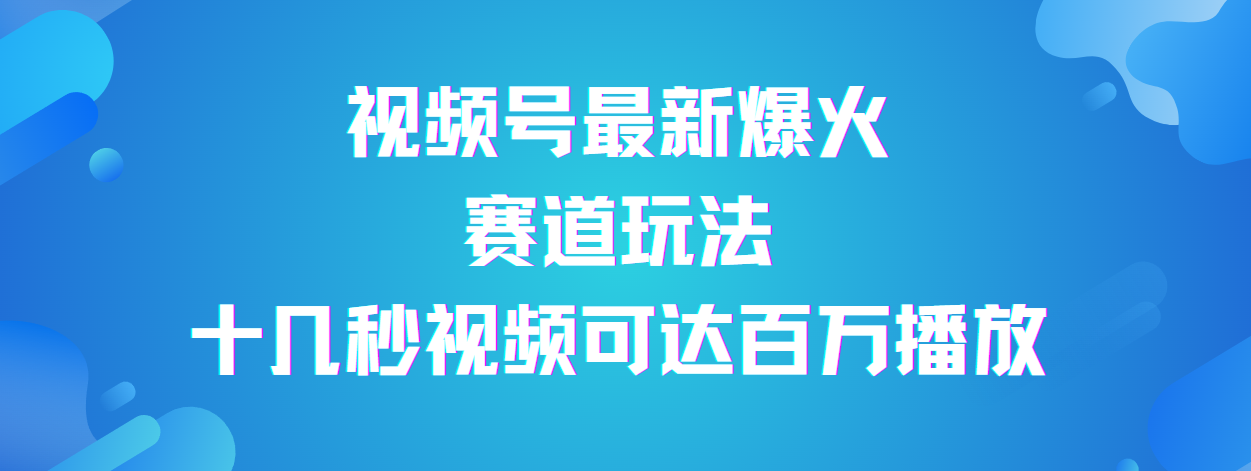视频号最新爆火赛道玩法，流量巨大，视频制作简单，轻松月入数万-91集赚创业网