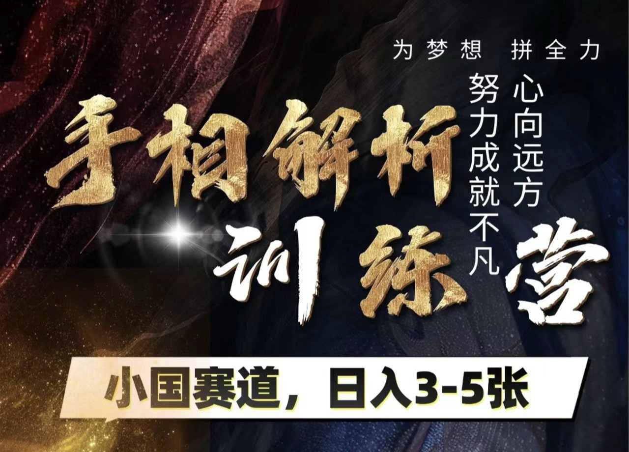 手相解析训练营，全网独家项目，小国赛道，轻松日入3-5张-91集赚创业网