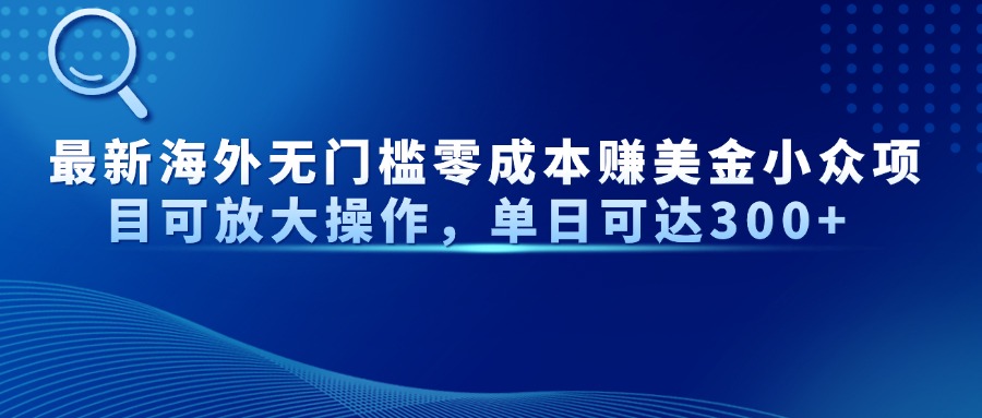 最新海外无门槛美金小众项目可放大操作，单日可达300+-91集赚创业网