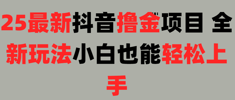 25最新抖音直播撸金项目，小白也能轻松上手！-91集赚创业网