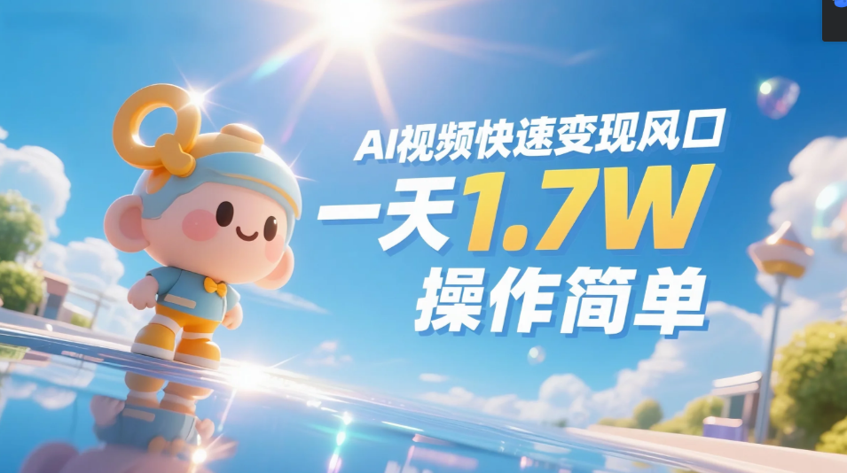 《Ai视频变现风口，一天1.7W，收入无上限，操作简单》-91集赚创业网