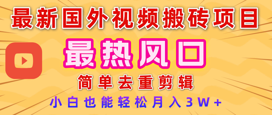 2025最新热门风口，国外视频搬砖项目，简单去重剪辑，小白也能轻松月入3W+-91集赚创业网