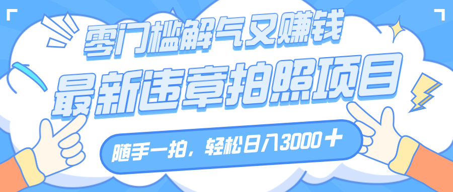 解气又赚钱的项目,随手一拍,轻松收入3000+,最新违章拍照赚钱-91集赚创业网