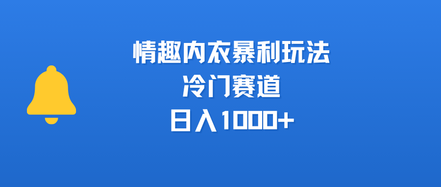 情趣内衣暴利玩法，冷门赛道，日入1000+-91集赚创业网