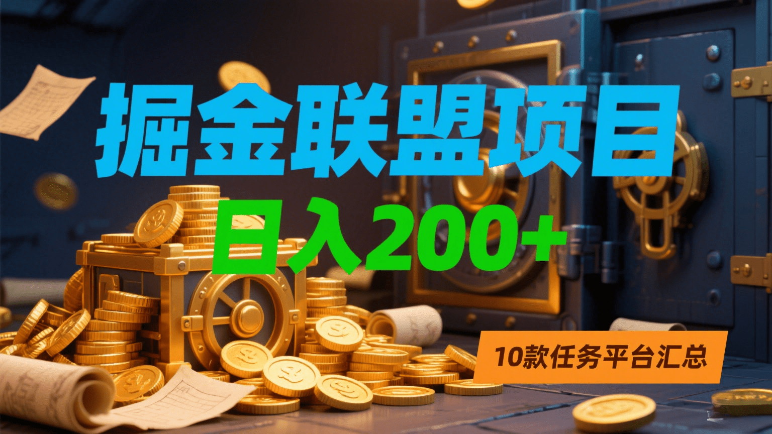 掘金联盟项目，日入200+，10款任务平台汇总-91集赚创业网
