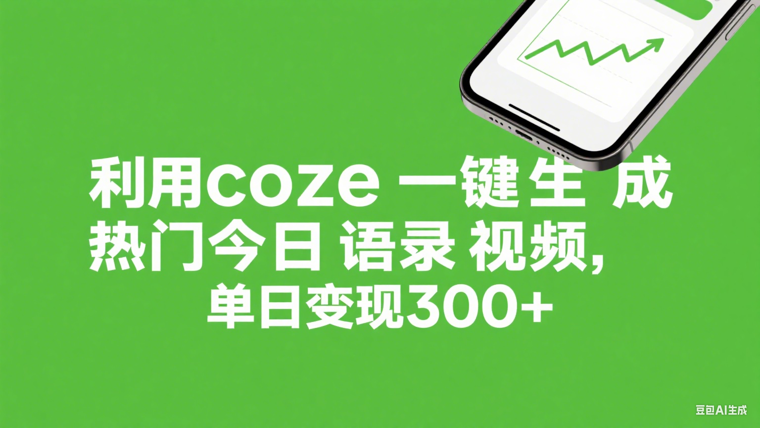 利用coze一键生成热门今日语录视频，单日变现300+-91集赚创业网