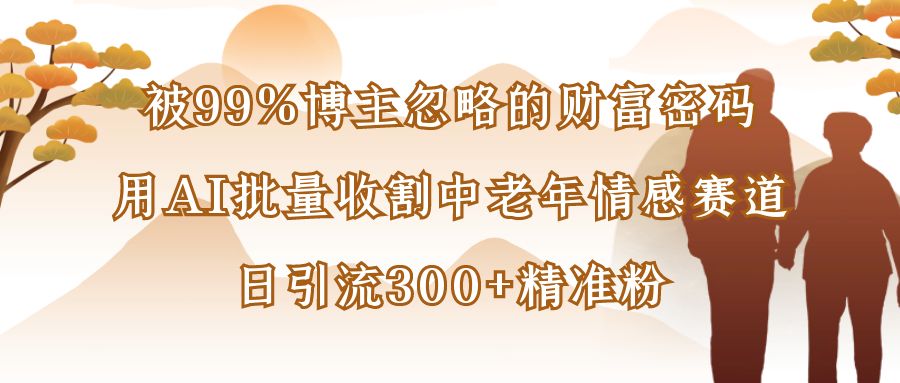 被99%博主忽略的财富密码：用AI批量收割中老年情感赛道，日引流300+精准粉-91集赚创业网