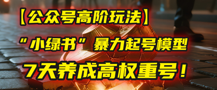 【公众号高阶玩法】我用这套“小绿书”暴力起号模型,7天养成高权重号!-91集赚创业网