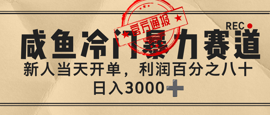 闲鱼，冷门暴力赛道，一单 80%利润，新人轻松日入 3000+-91集赚创业网