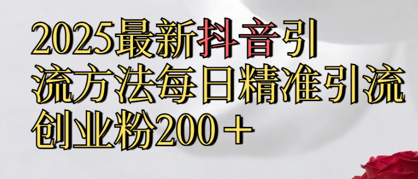 2025最新抖音引流,方法每日精准引流创业粉300+-91集赚创业网