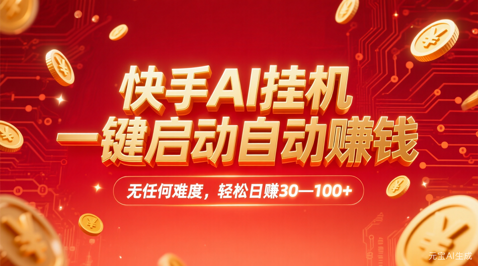 快手AI,一键启动自动赚钱 无任何难度,轻松一天30—100+-91集赚创业网