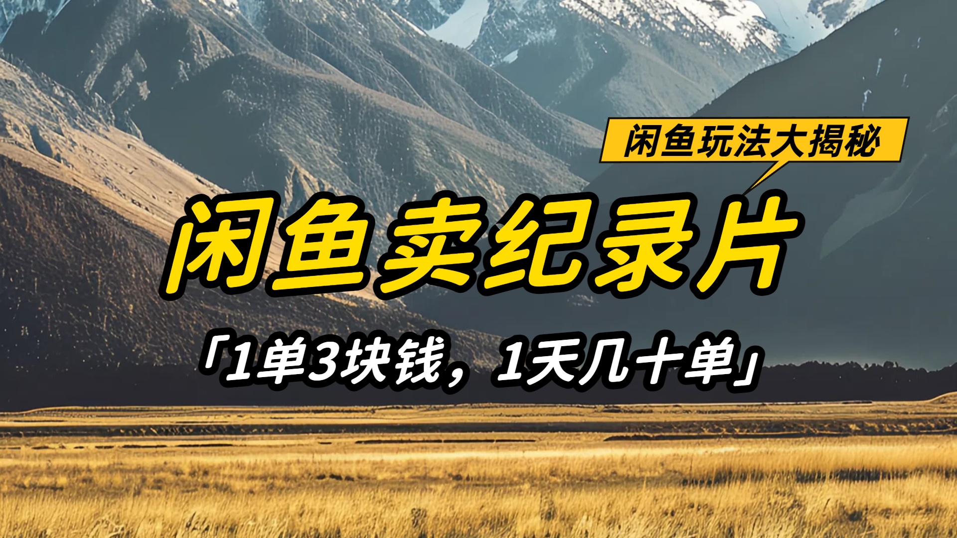 闲鱼卖纪录片1单3块钱,1天几十单,项目稳定有潜力-91集赚创业网