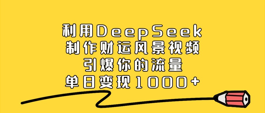 利用DeepSeek制作财运风景视频，做出爆款视频，单日变现1000+-91集赚创业网