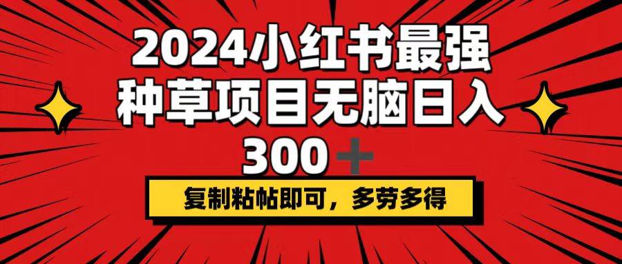 2024小红书最强种草项目，无脑日入300+，复制粘帖即可，多劳多得-91集赚创业网